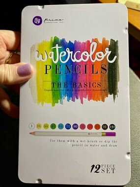 Watercolor Pencils The Basics - White Tin, 12-Piece Set